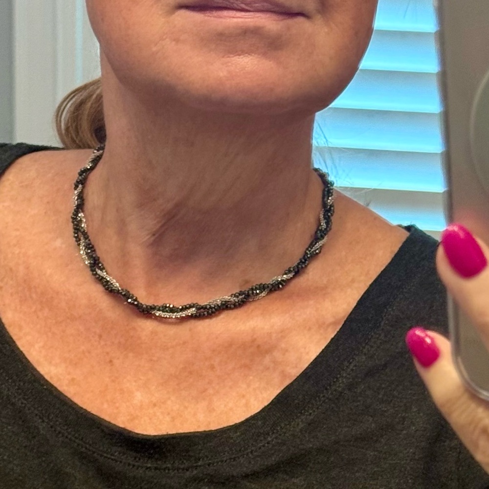 Park Lane Black and Silver Twisted Necklace
